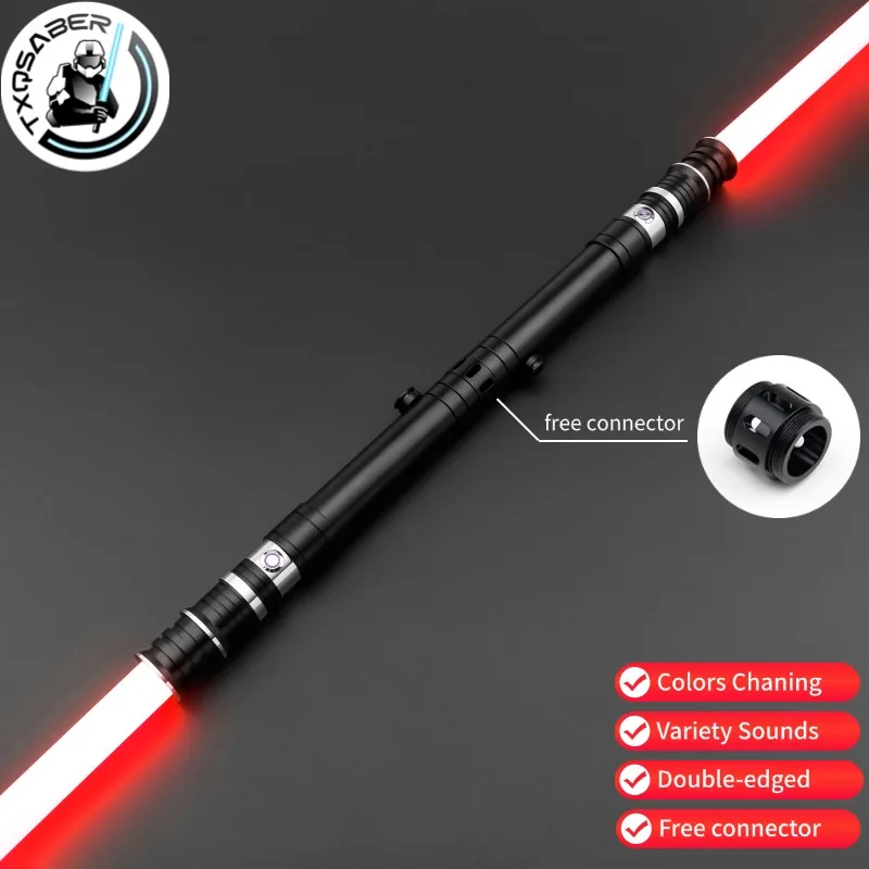Световой меч TXQSABER Neo Pixel 2 шт., лазерный меч с двумя лезвиями и управлением через приложение, металлическая ручка, игрушки для косплея Дарт Ворон