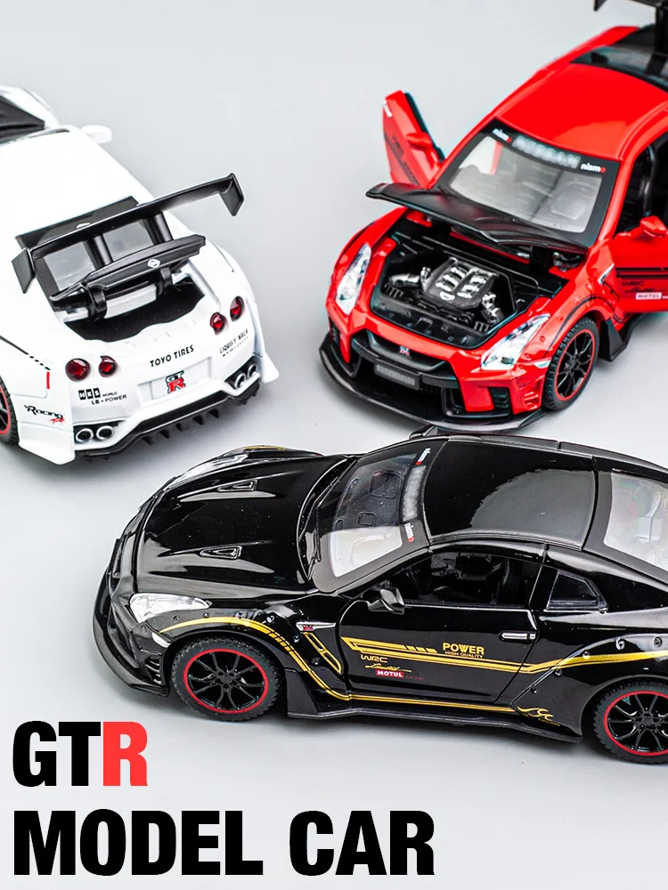 Фото 1/32 г., Nissan Skyline GTR R35, гоночный автомобиль, игрушка для детей, литые Миниатюрные модели дверей, открытые звуки, фотоколлекция №5