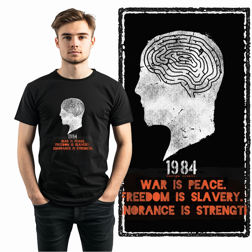 Фото Coolmind X0094 1984 футболка Mind Climb из 100% хлопка, эксклюзивная мужская футболка с рисунком, уличная футболка большого размера для мужчин, футболки №4