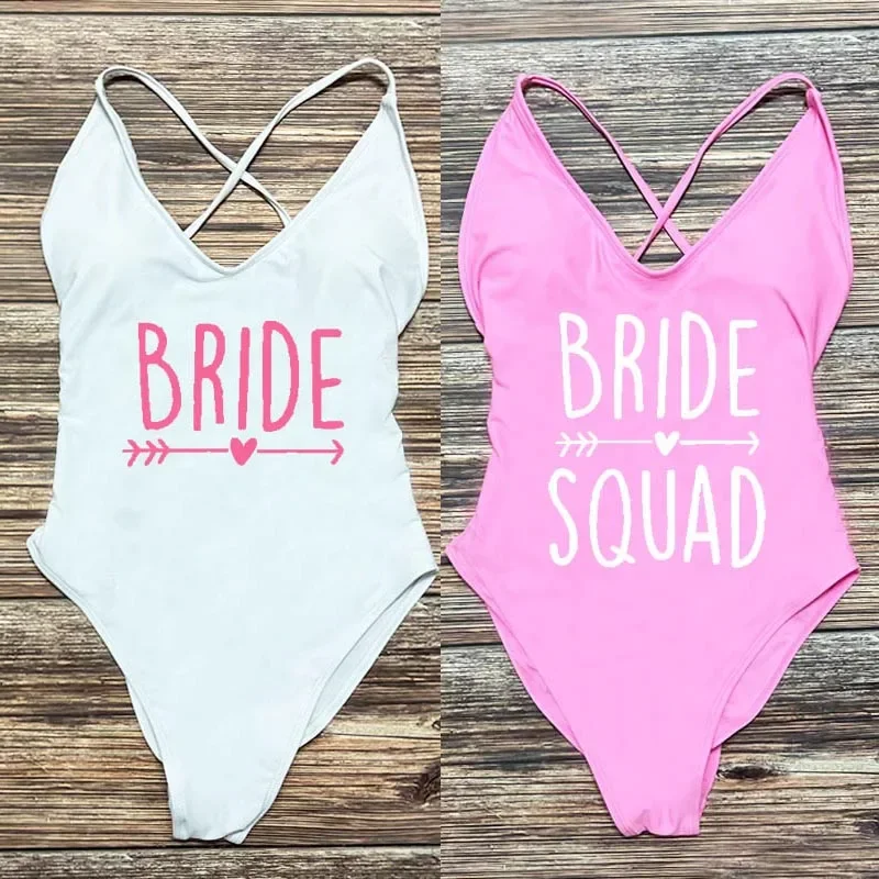 BRIDE SQUAD цельный купальник сексуальный мягкий купальник женский раздельный купальник для мальчишника купальный костюм розовый красный пляжная одежда S-3XL