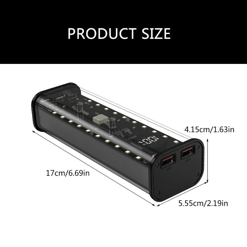 Чехол для аккумуляторов большой емкости 21700, порт USB Type C, блок питания QC3.0, быстрая зарядка, простая установка, (art.: 3920c868720bd) - 3920c868720bd