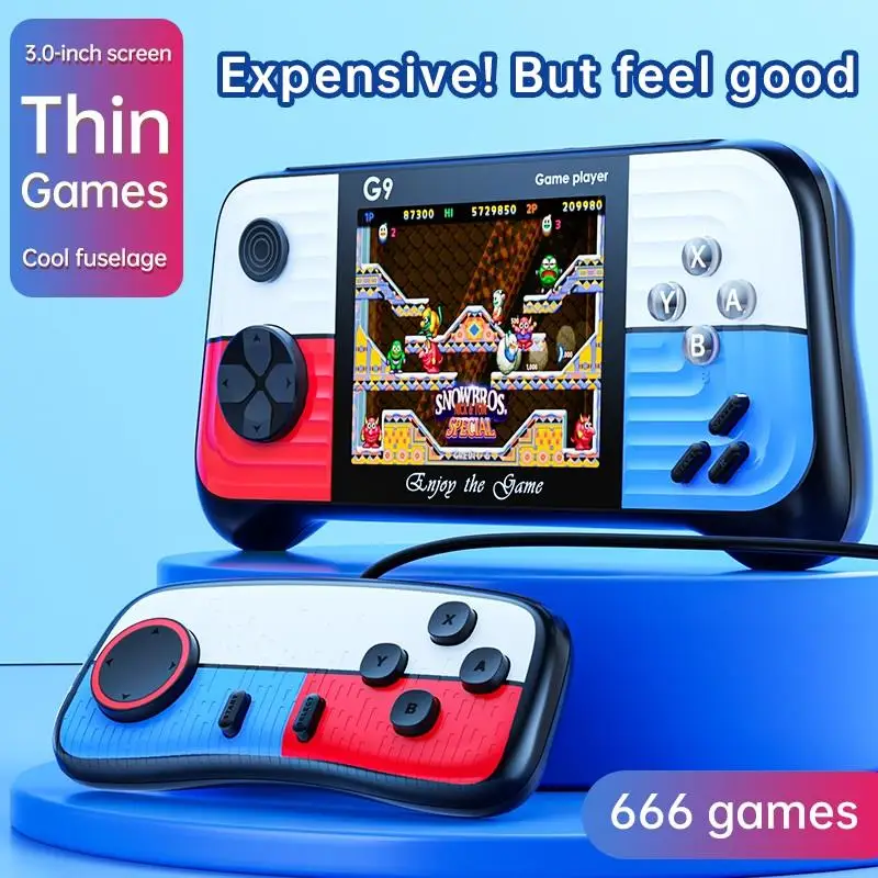 Портативная игровая консоль G9, 666 встроенных классических игр, игровая консоль AV, поддержка двойного контроллера для 2 игроков