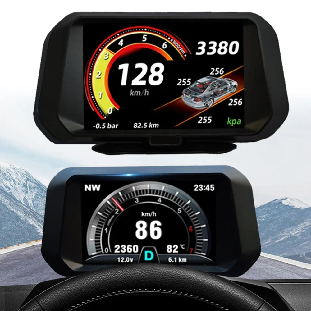 Автомобильный дисплей HUD на лобовое стекло, GPS-гид, OBD, многофункциональный ЖК-дисплей для контроля давления в шинах, Автомобильный дисплей HUD на лобовое стекло, GPS-гид