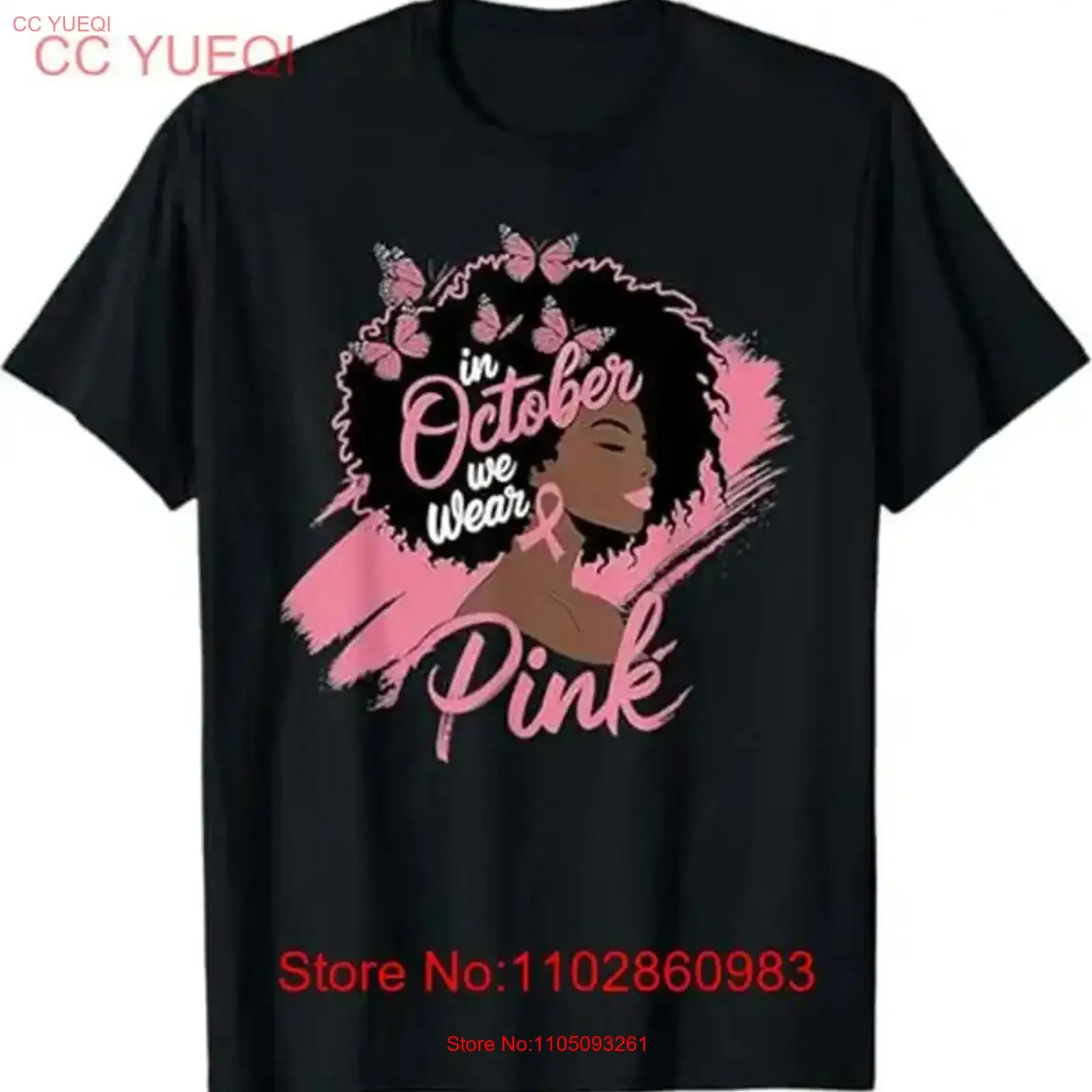 В октябре We Wear Pink Breast Cancer Awareness Черная женская футболка винтажная стираная унисекс Удобная мягкая дизайнерская одежда