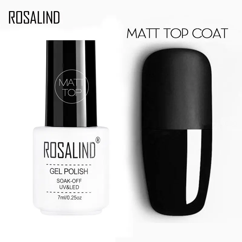 Фото Топовое и базовое матовое покрытие ROSALIND 7 мл, стойкий Гель-лак для ногтей, для укрепления искусства ногтей, топовое и Базовое покрытие для маникюра, УФ-гель №2