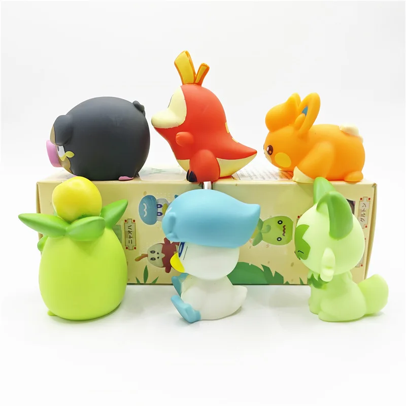 6 шт.лот Pokemon аниме игрушки милые Sprigatito Quaxly ПВХ украшение для торта орнамент фигурку куклы модель детские подарки на день рождения (art.: 3920ca73d4251) - 3920ca73d4251