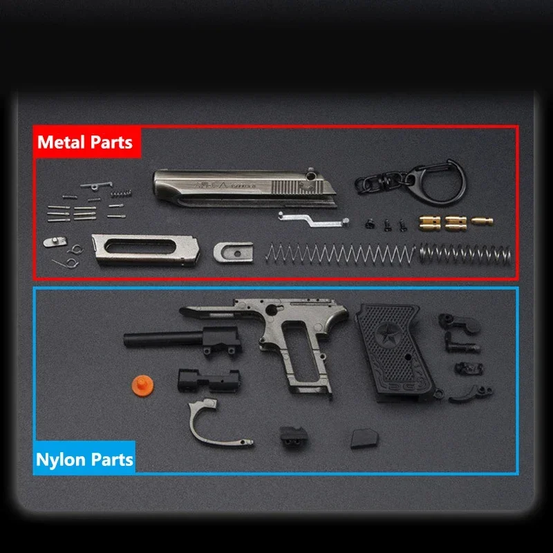Фото Mini Creative 1： 3 Throwing Shell 64 Half Alloy Model Toy Detachable Metal Pendulum Keychain Gun Gifts Toys №5