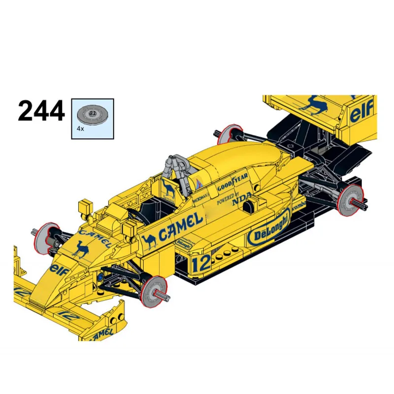 MOC-220329 Новый Lotus 99T Желтая формула Автомобиль Спортивный автомобиль Строительные блоки Модель 738 PartsMOC Креативная игрушка для мальчиков и детей на день рождения в подарок