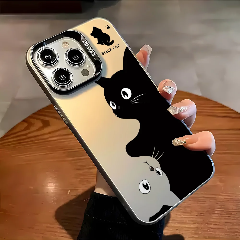 Чехол для телефона Curly Cat, модный чехол для iPhone 16, 15, 14 Plus, 13, 12, 11 Pro Max X Xs XR 8 7, матовый, красочный, серебристый, твердый чехол