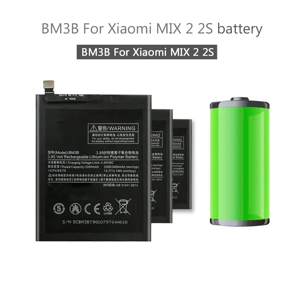 Фото Для Xiao Mi Сменный аккумулятор BM3B BM 3B для Xiaomi MIX 2 2S MIX2 S 3400 мАч Аккумуляторы для телефона большой емкости Бесплатный инструмент + трек NO №5