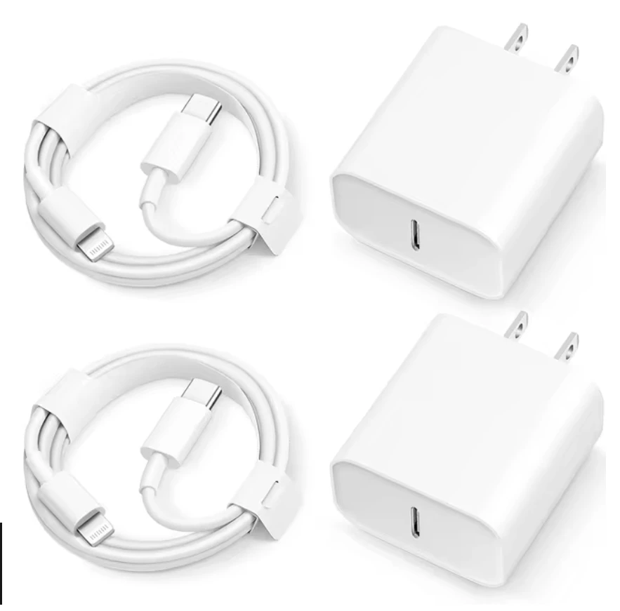 PD 20 Вт USB Type-C Настенный адаптер для быстрой зарядки Зарядное устройство с кабелем для iPhone IPad - 2 комплекта