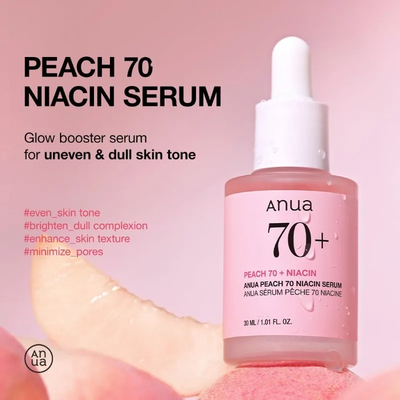 Фото Anua Peach 70 Ниацинамидная сыворотка 30 мл / осветляющая увлажняющая сыворотка для лица / ежедневная чистая красота (1,01 фл. унция) №3