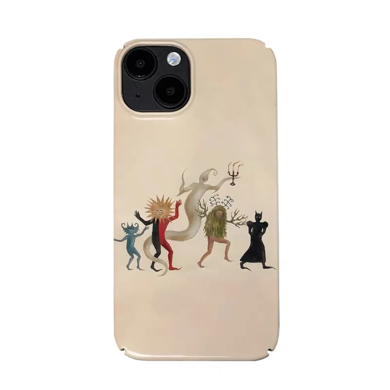 Корейский ретро-футляр Ancient Monster Art для iPhone 16, 15, 14, 13 Pro Max 12, 13 Mini 11 Pro, противоударный защитный жесткий акриловый чехол