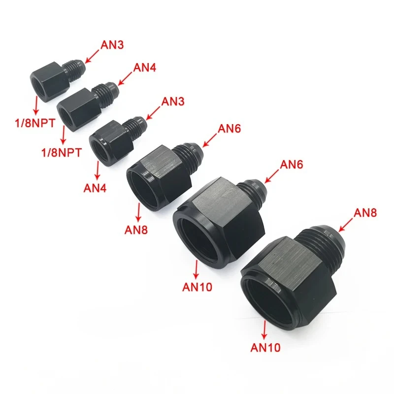 Jiax Черный Алюминий AN4 AN8 an6 1/8npt Женский к AN 3 AN6 an8 an10 Мужской Фланцевый Переходник Фитинг Редуктор
