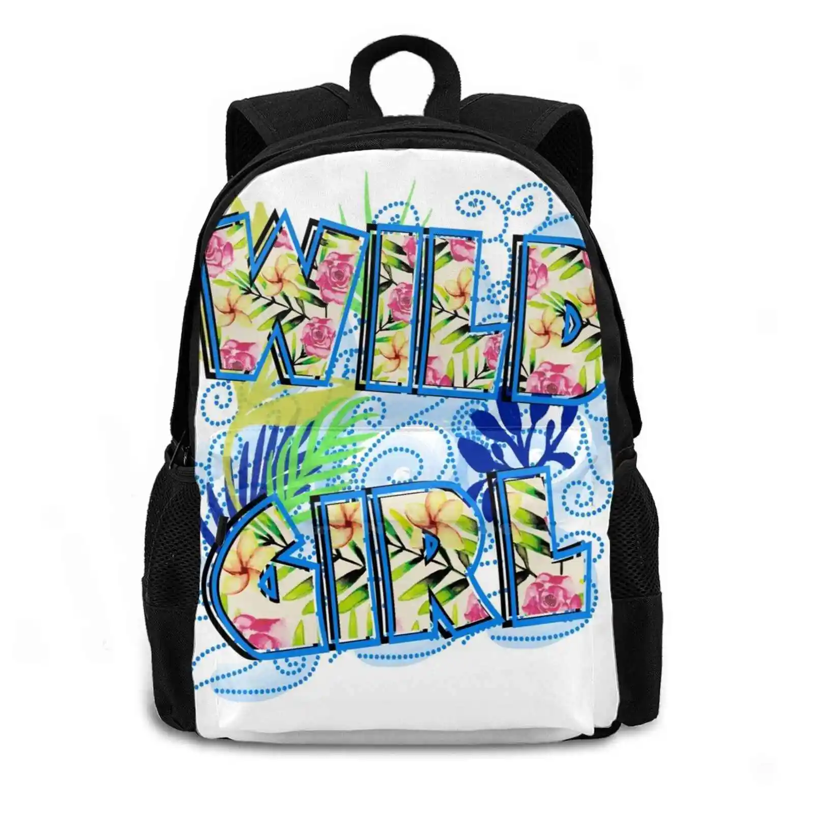 Фото Дорожные школьные портфели Wild Girl для мужчин и женщин, натуральные тропические джунгли, цветы розового цвета, подростковые, для ноутбука, девочки №2