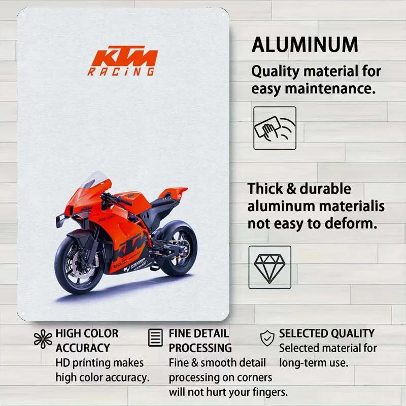 Фото Жестяной плакат KTM RC 8C для автомобиля, металлическая настенная фотография, аксессуары для украшения дома, ванной комнаты, эстетичный Ретро Декор №4