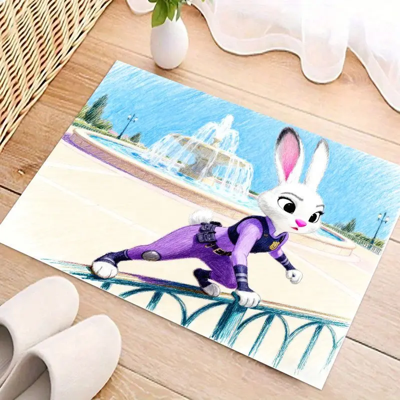 Фото 1 шт. Zootopia Judy Hopps аниме мультфильм кролик напольный коврик, мягкий нескользящий коврик для детей спальня гостиная домашний диван украшение №4