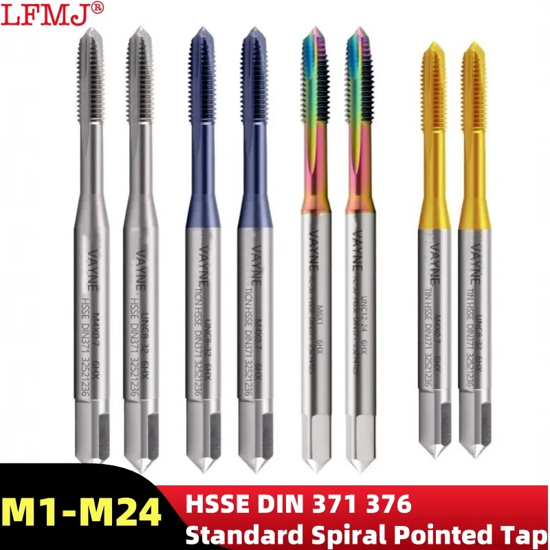 1 шт. HSSE DIN 371 376 стандартный спиральный остроконечный метчик нанокорение M1M2M3M4M5M6M7M8M10M12M14M16M18M20M22M24 метчики для машинной резьбы