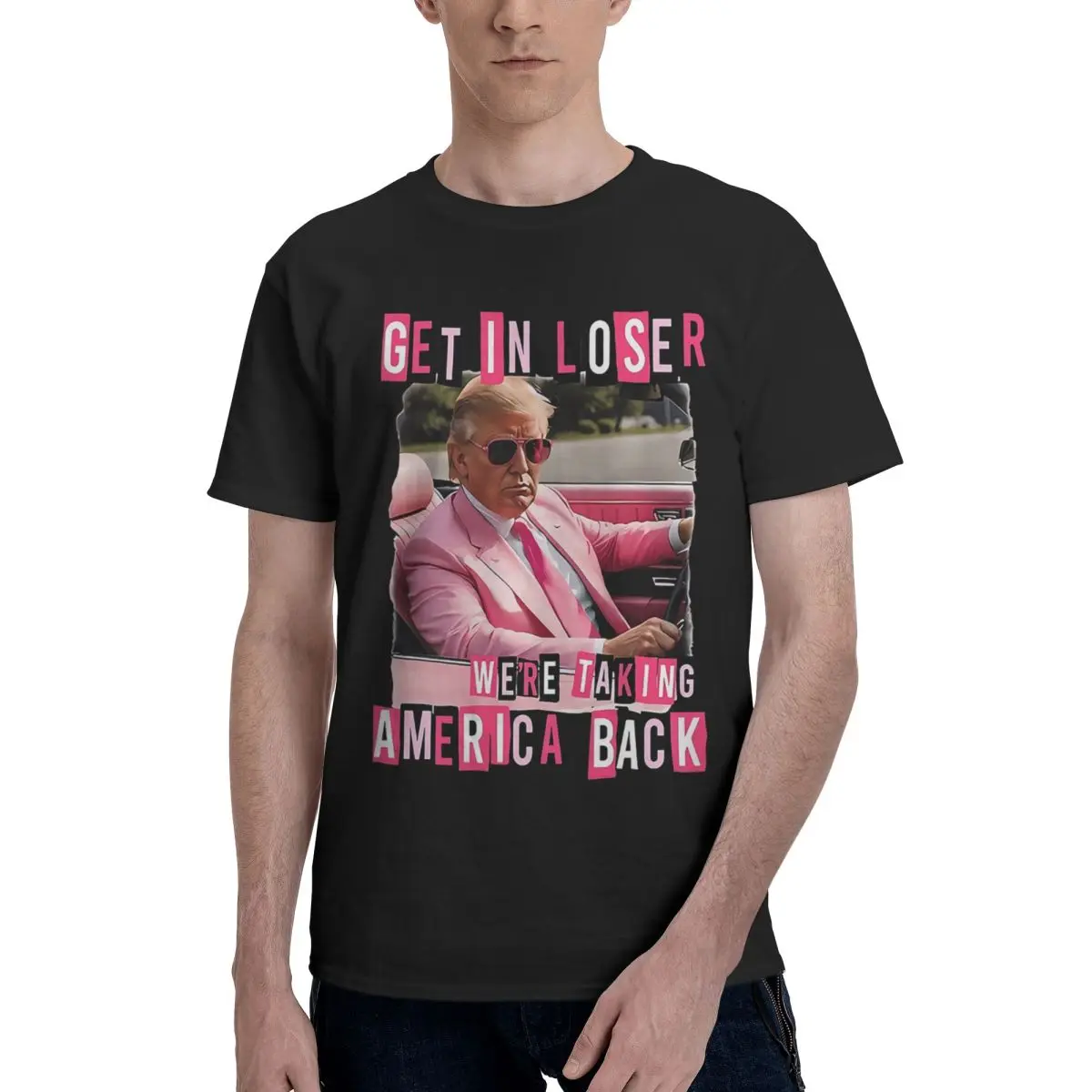 Забавный принт Get In Loser, 100% хлопок, повседневная дышащая удобная мужская одежда в стиле аниме, мужская футболка
