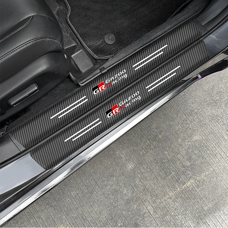Для Toyota GR Sport Gazoo Racing Yaris 86 Corolla Hilux Supra C-HR углеродное волокно наклейки на пороги автомобиля водонепроницаемая наклейка