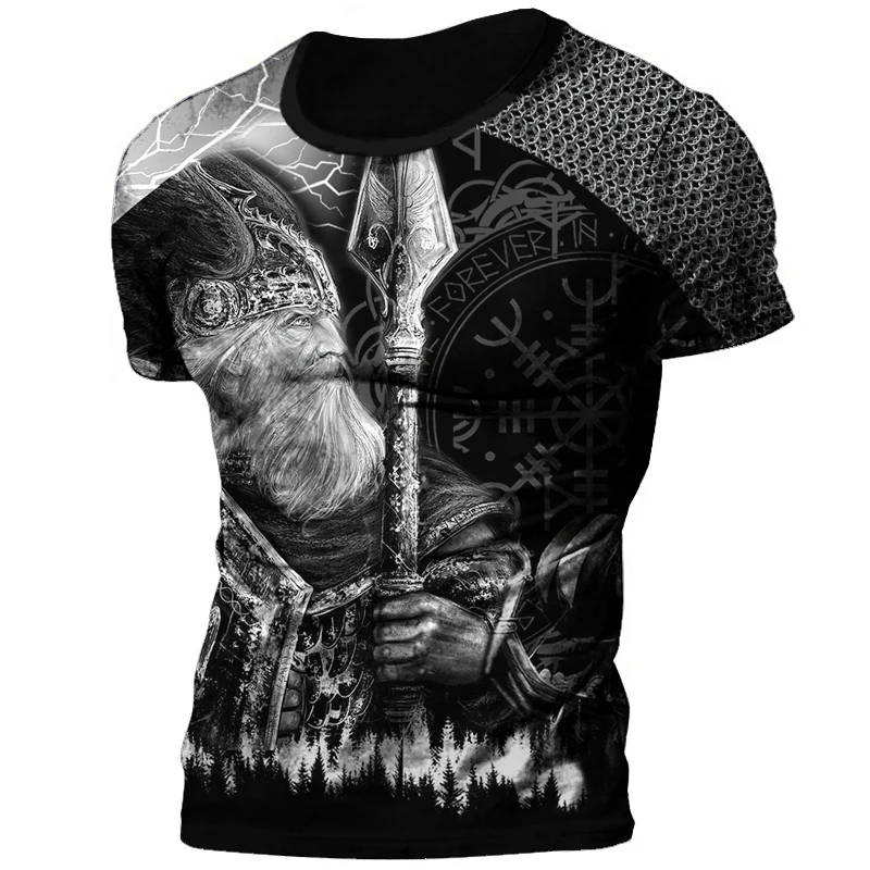 Kaus Pria Gambar 3D тату Viking Retro Kaus Atasan Kasual Lengan Pendek Leher Kru Viking Musim Panas футболка (art.: 3920c04b931a4) - 3920c04b931a4
