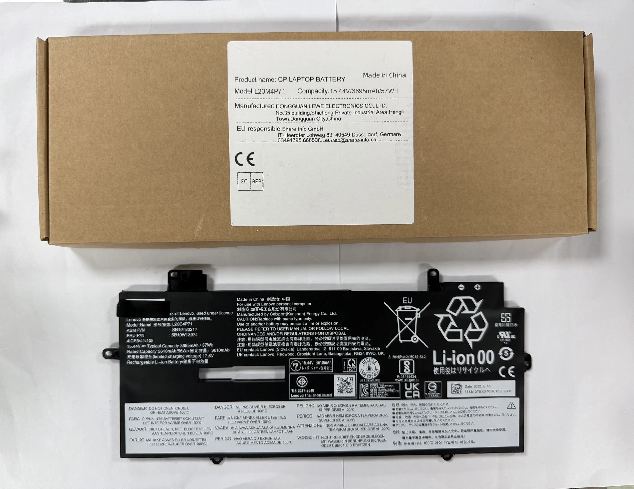 Аккумулятор для ноутбука L20M4P71 3695 мАч57WH L20L4P71 ​ ​ L20C4P71 L20D4P71 для ThinkPad X1 Carbon 9th Yoga G6 6-го поколения 20XW 20XX 2021 (art.: 3920cff7bd3cc) - 3920cff7bd3cc