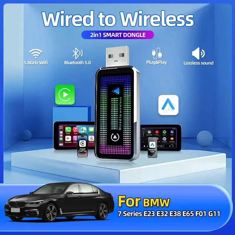 2 в 1 беспроводной CarPlay Android Auto беспроводной смарт-ключ Mini Box Plug and Play для BMW 7 серии E23 E32 E38 E65 F01 G11