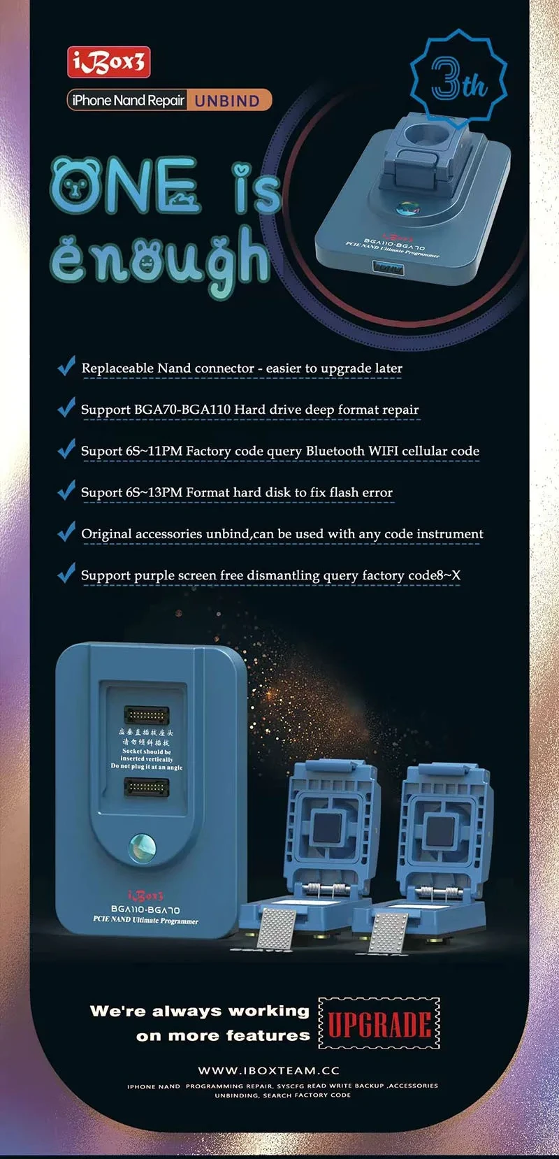 IBOX3 BGA70 BGA110 NAND-программатор для iPhone 6s-13PM, формат жесткого диска, модификация данных и запись резервного копирования SN, активация кода WiFi (art.: 3920ccf4fcbcc) - 3920ccf4fcbcc