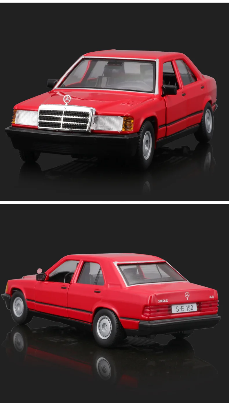 Фото Модель автомобиля Mercedes-Benz AMG 190 E 2,6 1:24, литой спортивный автомобиль из сплава, литой под давлением, роскошный автомобиль, подарок на день рождения, модель AMG 190 E 2,6 №3