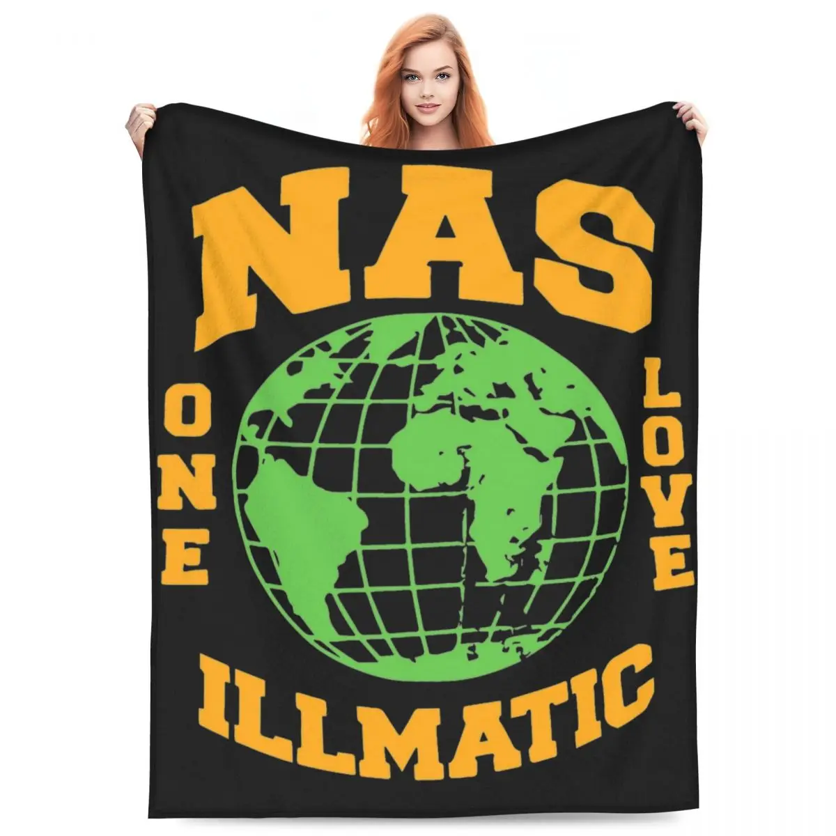 Одеяло NAS ONE LOVE ILLMATIC, флисовое текстильное украшение, Крутое раппер 90-х, расслабляющие мягкие Пледы для дома, искусственное одеяло