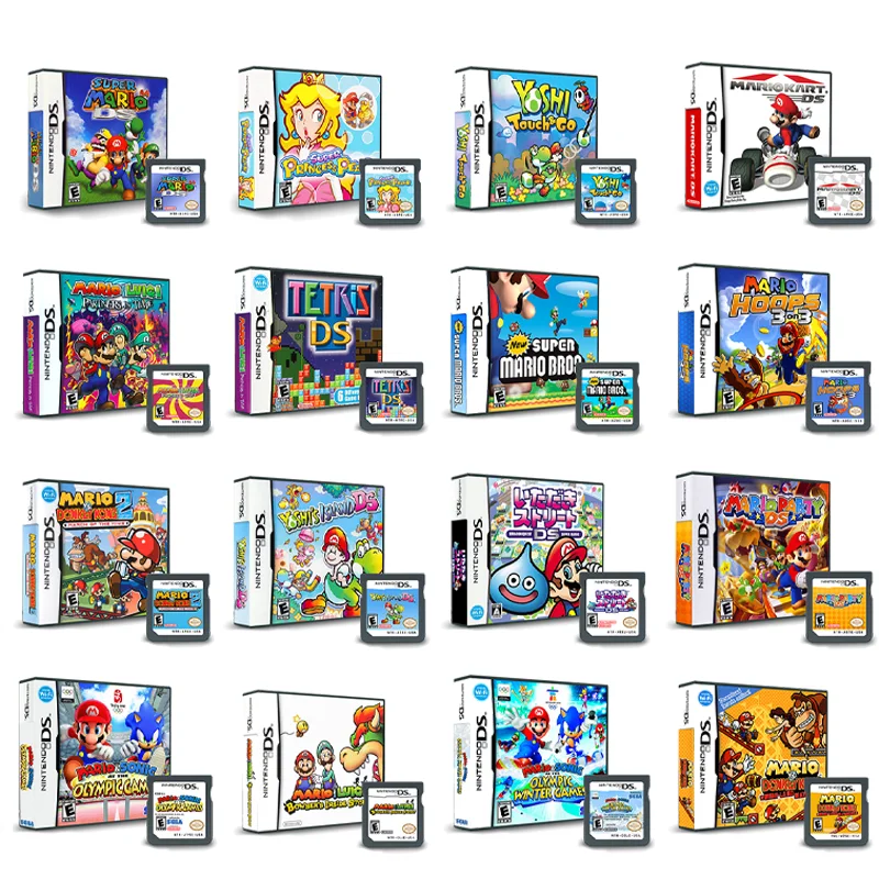 Super Mario Bros Series DS Game Cassette NDS Game Card 1:1 Восстановить оригинальный Mario Kart Yoshi Princess Peach Коллекция игрушек в подарок