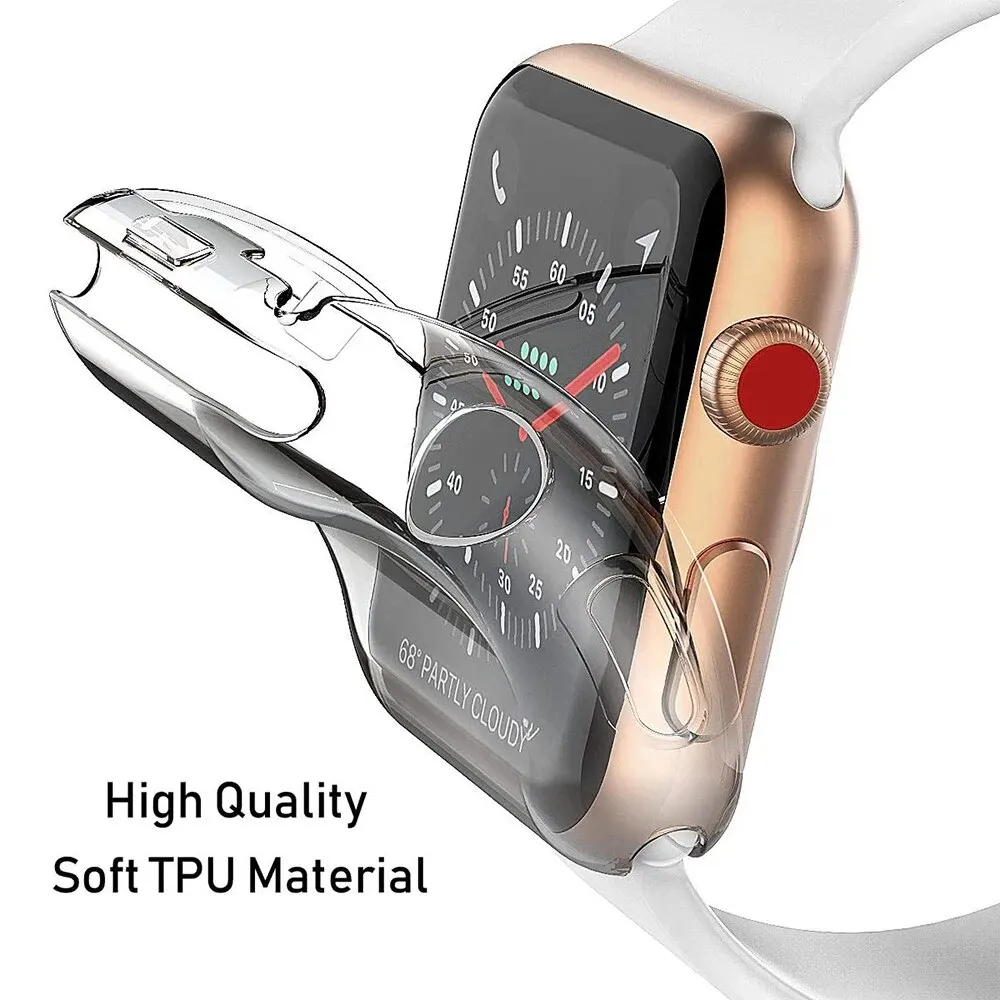 Чехол для Apple Watch Φ 45 мм 41 мм 44 мм 42 мм 49 мм 40 мм 38 мм, ТПУ Защита экрана, бампер iWatch серии 9 8 7 SE 6 5 4 3 Ultra 2