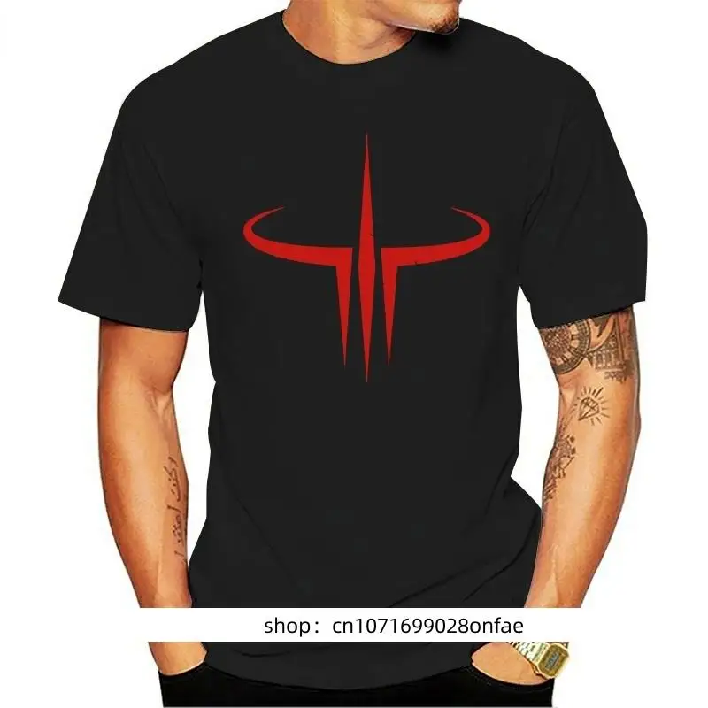 Kemeja Gempa lianteert Neu Logo Game Menembak Quake3 Kaus Lengan Pendek Pakaian Streetwear Camisetas Bersirkulasi