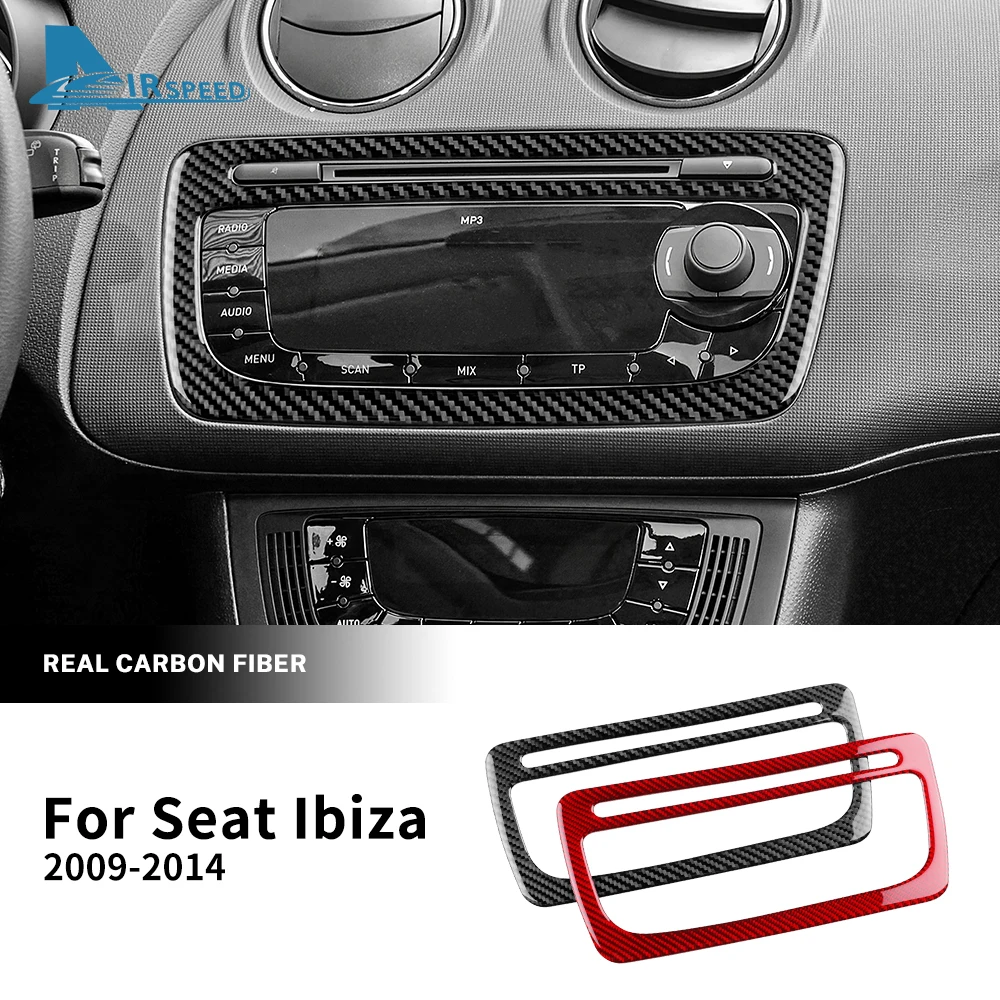 Для Seat Ibiza 6j 2009 2010 2011 2012 2013 2014 Наклейка из настоящего мягкого углеродного волокна LHD RHD Автомобильная центральная консоль CD Рамка Панель отделки