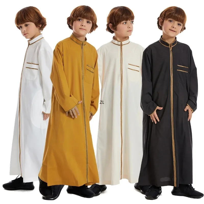 Турецкое мусульманское детское кимоно Abaya Jubba Thobe для мальчиков Thobe Thawb Caftan для детей ислам ИД одежда длинное платье Дубай Саудовская