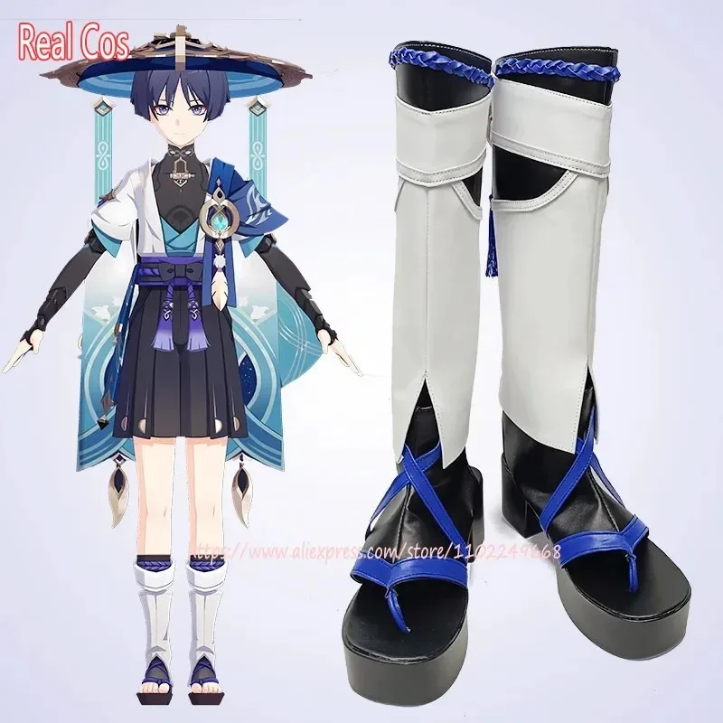 RealCos Genshin Impact San Bing Scaramouche Обувь для косплея Сапоги Хэллоуин Косплей Костюм Аксессуары