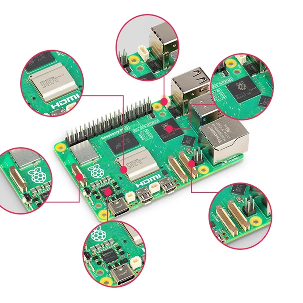 Raspberry Pi 5 2 ГБ 4 ГБ 8 ГБ оперативная плата 2,4 ГГц 64-битный процессор Bluetooth Wi-Fi