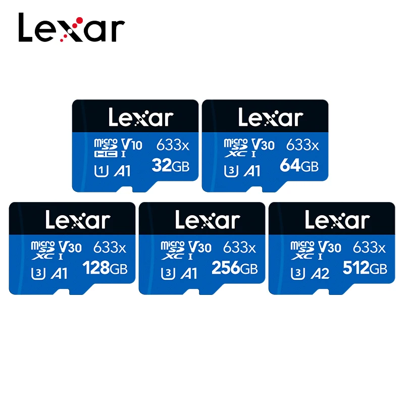 Карта памяти Micro SD Lexar 633x, до 95 флэш-карт, 512 ГБ, 256 ГБ, 128 ГБ, 64 ГБ, SDXC TF-карта 32 ГБ, SDHC флэш-карта для дрона