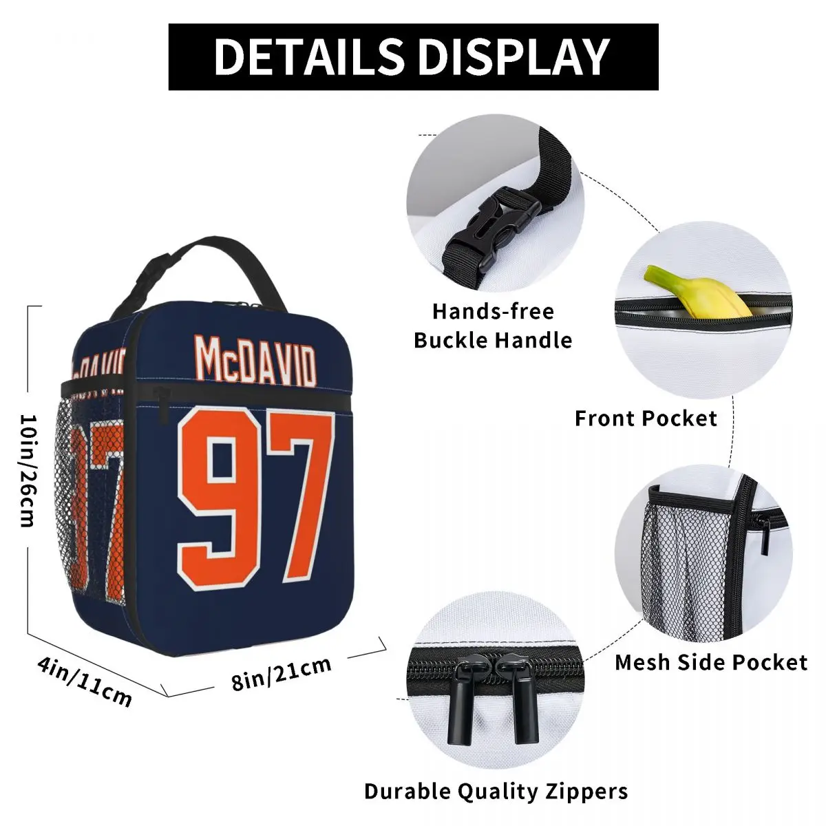 Фото Connor McDavid 97 для фанатов Edmonton Oilers, изолированная сумка для обеда для женщин и детей, портативные коробки для еды, термосумка для обеда №4