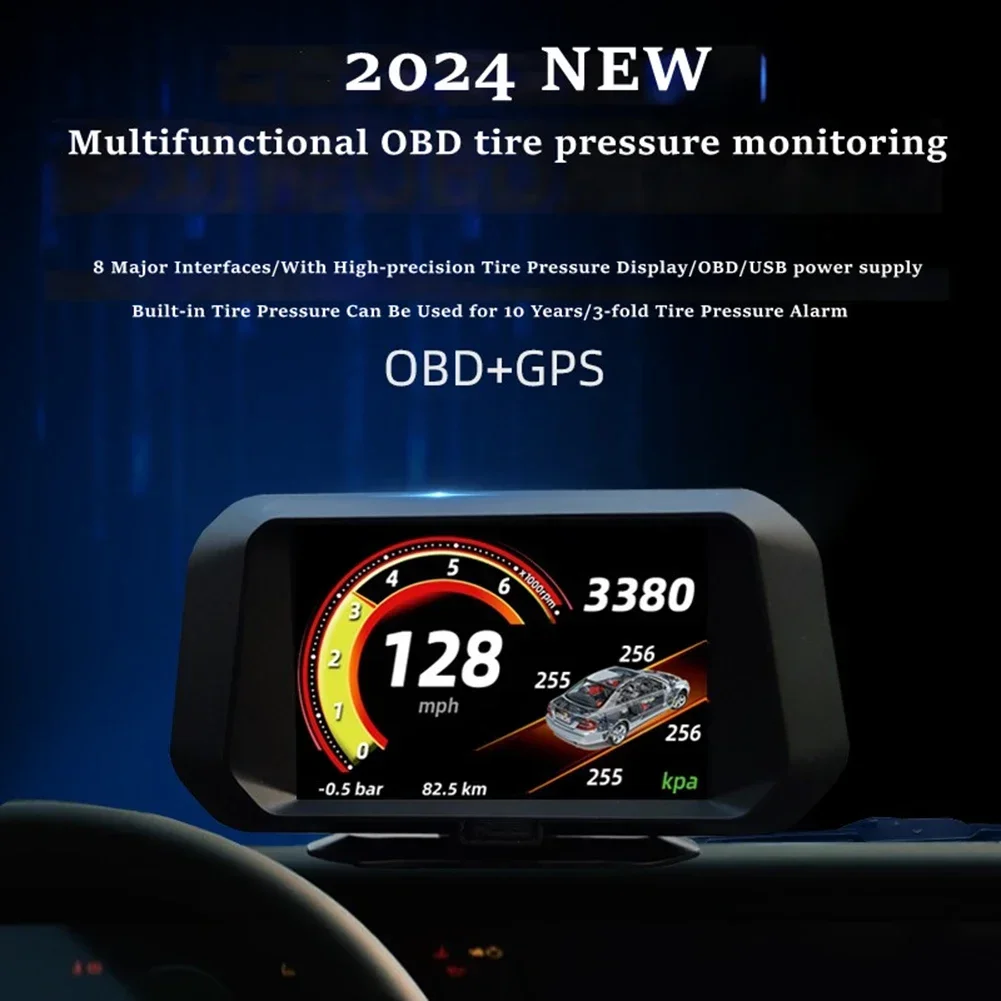 Фото Автомобильный дисплей HUD на лобовое стекло, GPS-гид, OBD, многофункциональный ЖК-дисплей для контроля давления в шинах, Автомобильный дисплей HUD на лобовое стекло, GPS-гид №4