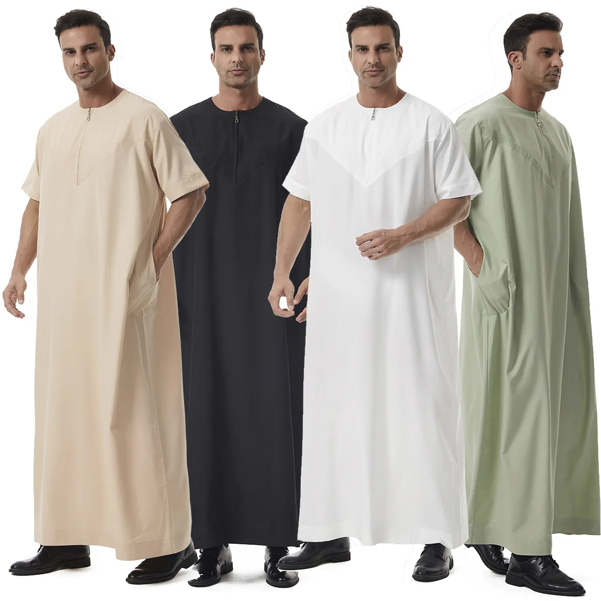 Фото Дубай Тобе Dishdasha Мужчины Thawb Thoub Мусульманские исламские абайи Дафия Платье Платье Саудовская Халат Даффа Арабский Кафтан Ближний Восток Турция №2