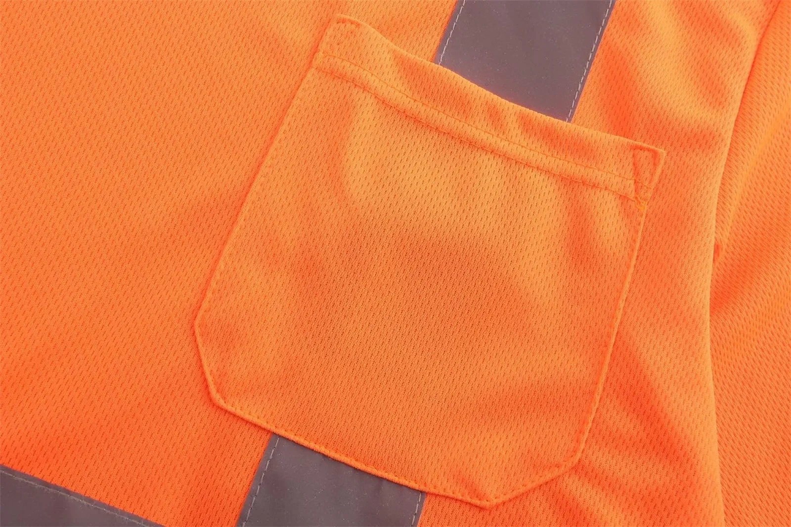 Фото Мужская светоотражающая футболка High Vis, сетчатые рубашки с длинными рукавами, рабочая рубашка с карманом, высококачественная тяжелая футболка большого размера №3