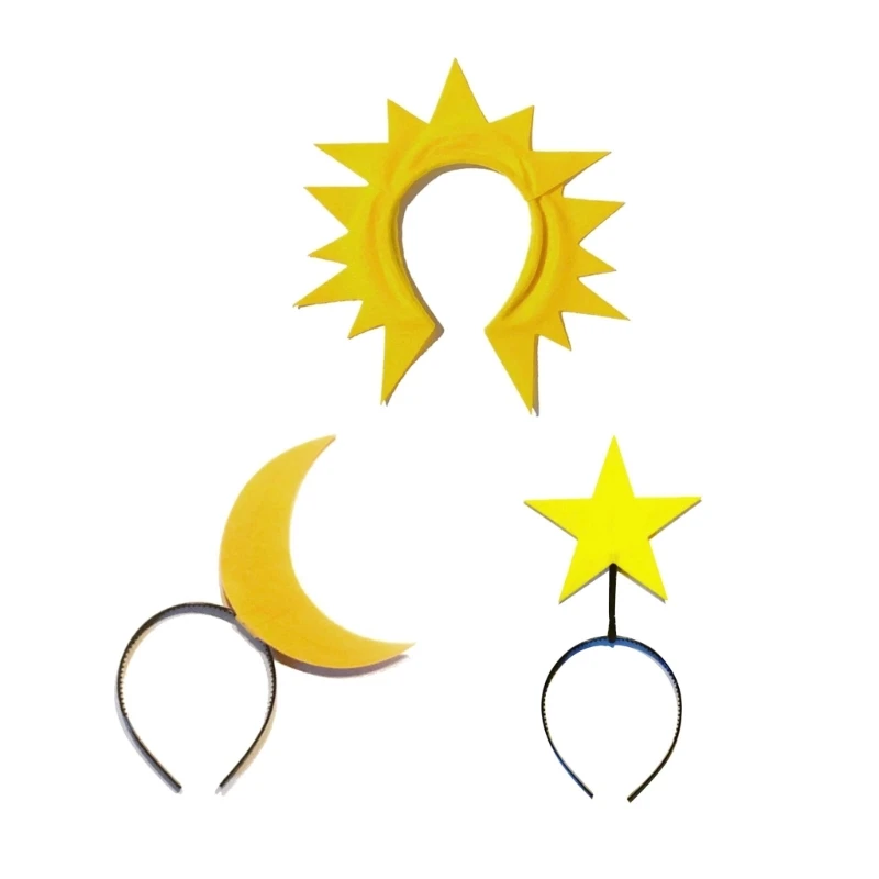 652f Creative Sun Headsiece Proms Birthday Star Hairbands Fun Headwear Hearting Moon Hair Уголовок