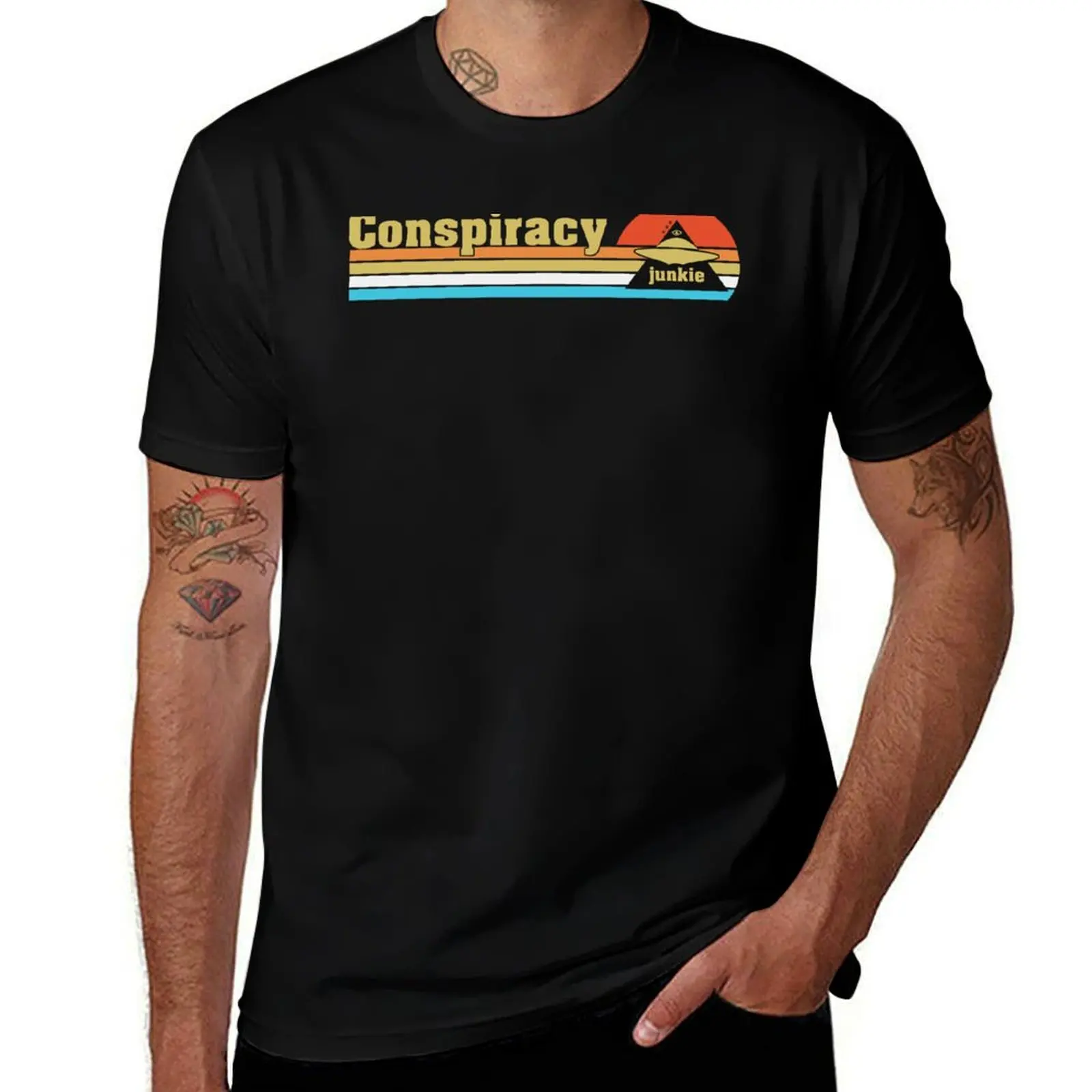 Футболка Conspiracy Junkie Sun с рисунком, роскошная футболка, рубашки с рисунком, наряды для мужчин