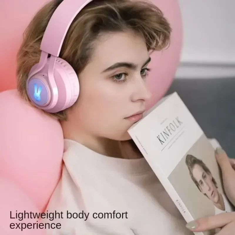 Фото Светящаяся беспроводная Bluetooth-гарнитура с качеством звука HiFi и сверхдлительным сроком службы батареи для девочек и детских игровых наушников №5