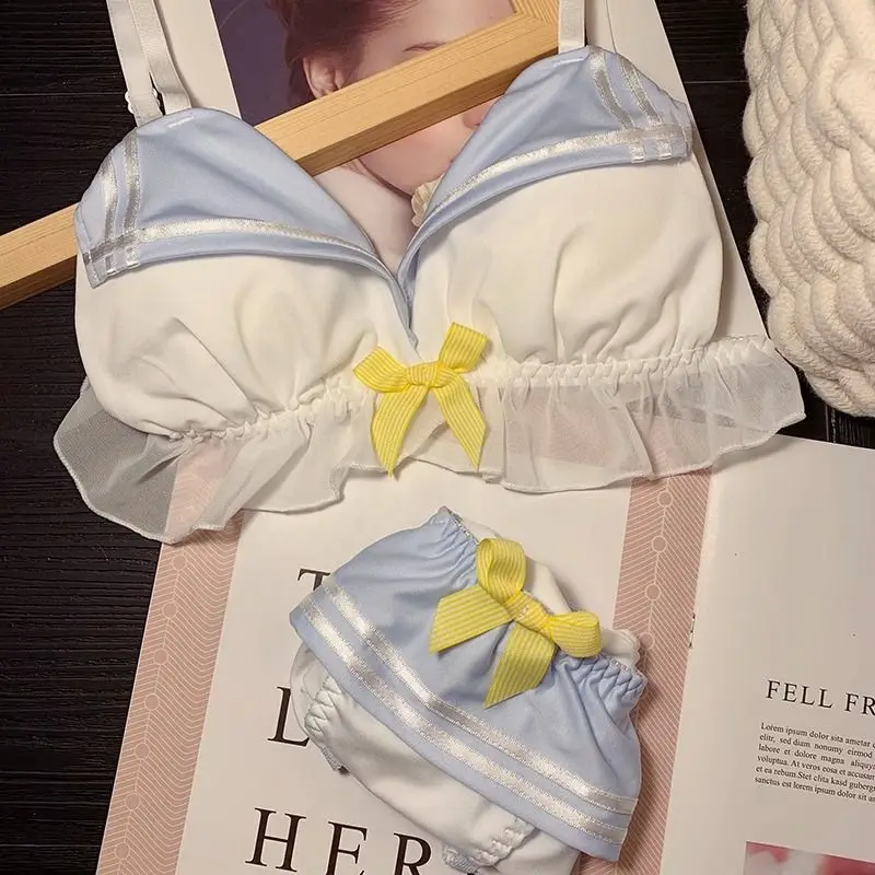 Нижнее белье женское в японском стиле Loli, мягкое нижнее белье для девушек, милое и симпатичное темно-синее, без стального кольца, для стройной девушки, матросский бюстгальтер (art.: 3920c4ba004bf) - 3920c4ba004bf
