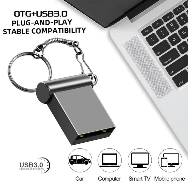 Фото Флеш-накопитель USB 3,0 2 ТБ 1TB высокоскоростной флеш-накопитель 512 ГБ 64 ГБ, металлический водонепроницаемый USB-накопитель, фонарик, адаптер №4