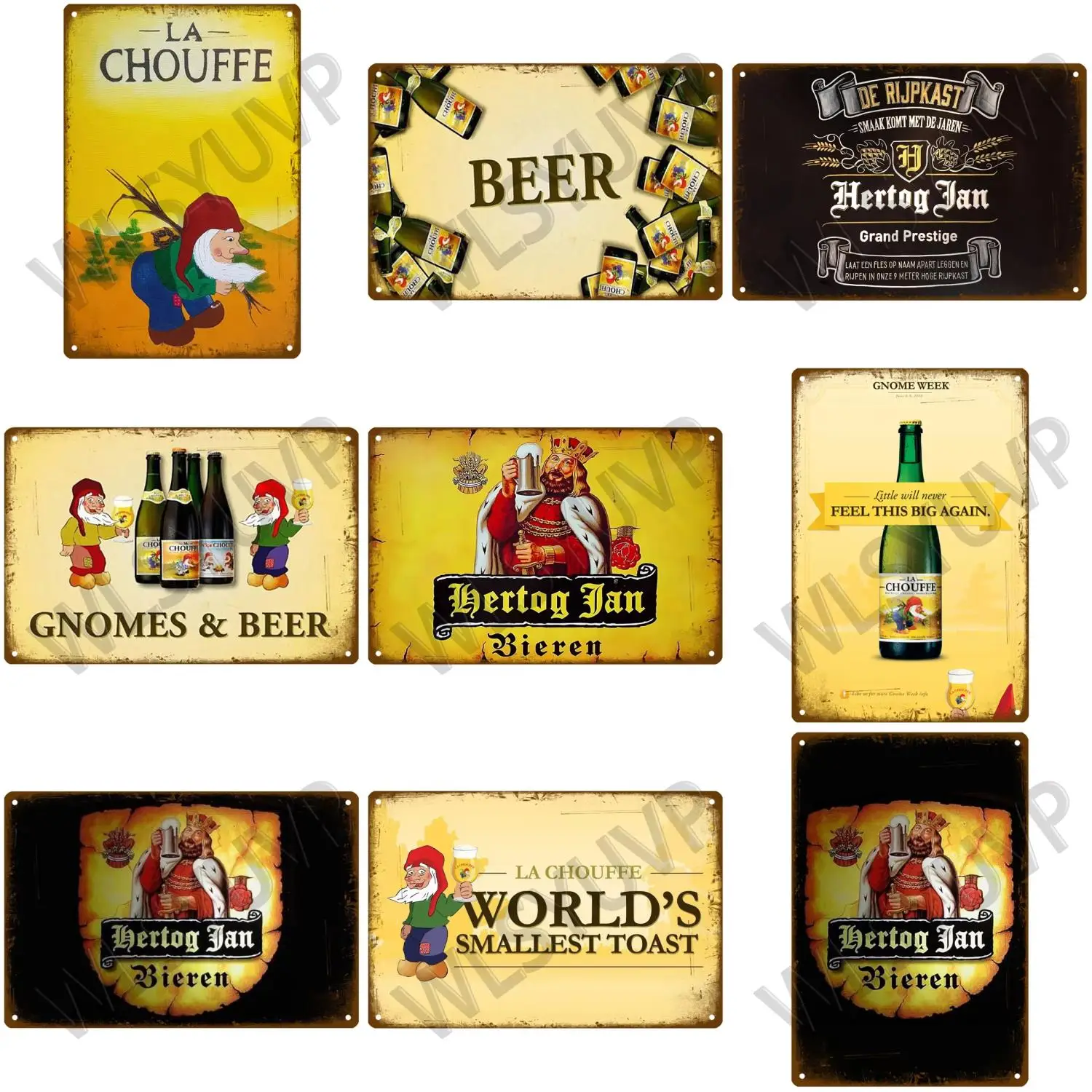 Hertog Jan Retro La Chouffe Металлическая вывеска Оловянная вывеска Виски Бельгия Пиво Табличка Металлический Настенный Декор Винтаж Декор Тарелки Человек Пещера