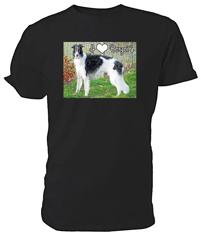 Футболка Borzoi Dog, I Love Borzois, выбор размеров, высокое качество, 100% хлопок, короткий рукав