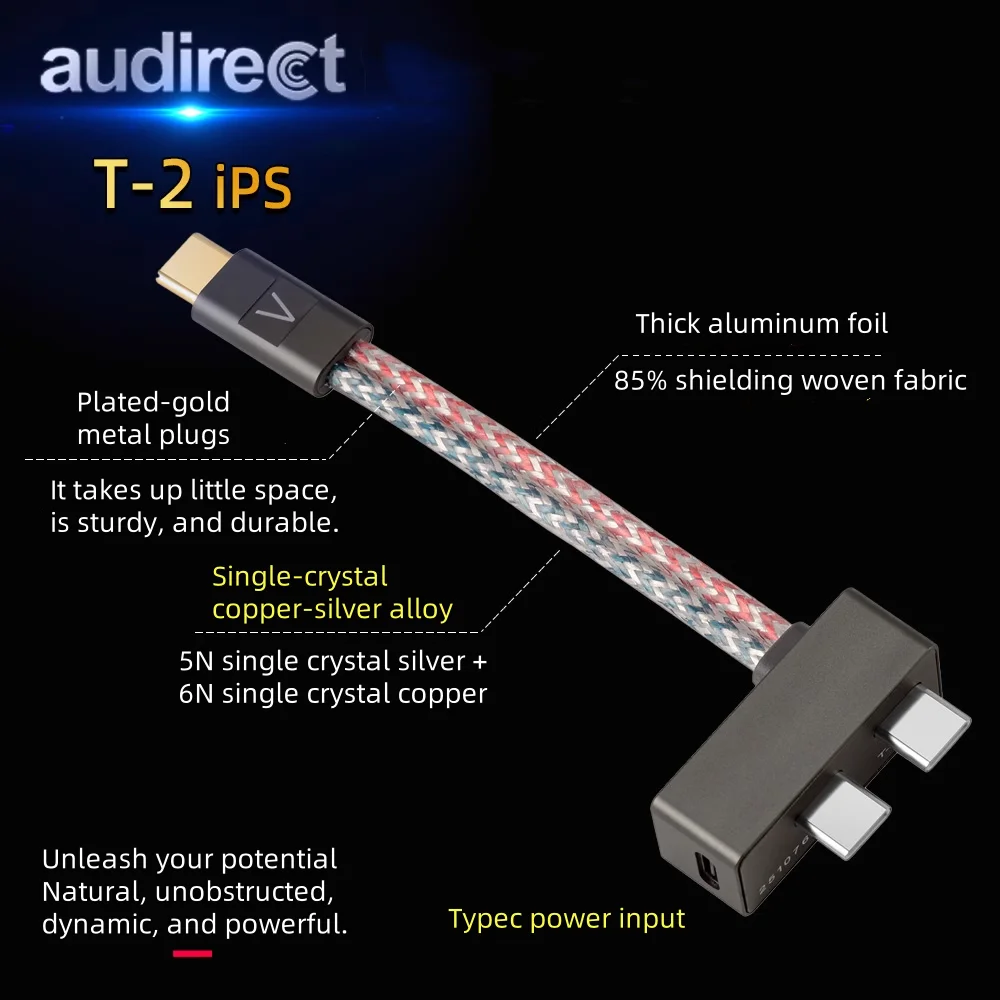 Мобильный телефон Audione Audirect T2 TypeC, небольшой хвост, когда зарядка и использование независимого источника питания Team1, кабель декодирования OTG